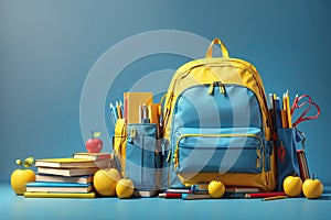 Back to school Yellow backpack. ai generative