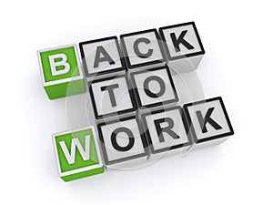 Back to work word block
