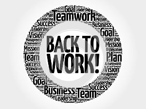 Back to work word cloud collage