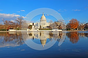 Back of the United States Capitol building and reflecting pool