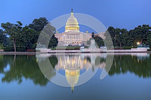 Back of the United States Capitol building and reflecting pool