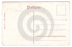 Back of an unused vintage postcard, Germany, circa 1910