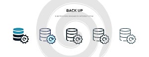 Back up icon in different style vector illustration. two colored and black back up vector icons designed in filled, outline, line