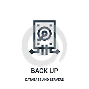 back up icon vector from database and servers collection. Thin line back up outline icon vector illustration
