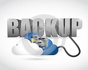 Back up sign connected to a server cloud.