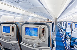 Back view of airplane interior