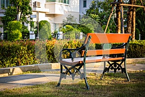 Back View of Bench in Park