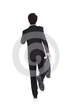 Back view of a business man running