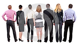 Back view of business team looks