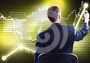 Businessman draw progress concept