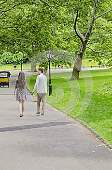 Couple walking in Central Park in New York City