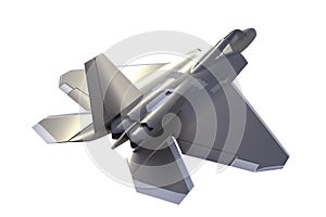 Back view of F22, american military fighter plane on white background, photo