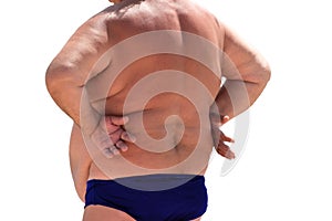 Back view of fat person.