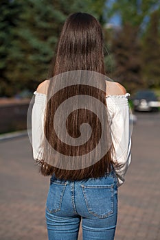 Back view female brunette hair