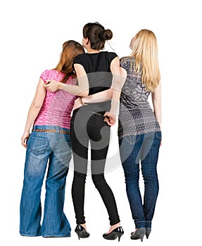 Back view of group of happy women