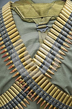 Military Bandolier Draped Over Soldier