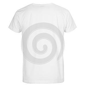 Back view of men cut t-shirt isolated on white background