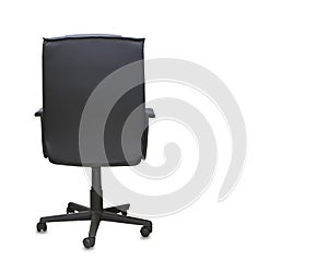 Back view of modern office chair from black leather