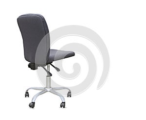 Back view of modern office chair from gray cloth.