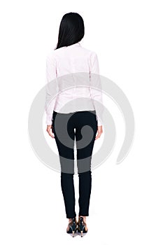 Back view portrait of a businesswoman