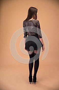 Back view portrait of a vogue woman