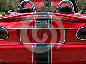 Back view of red convertible