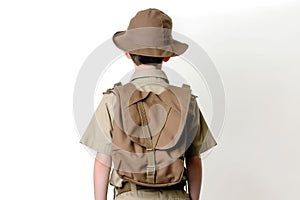 Back view of scout boy isolated. Generate Ai