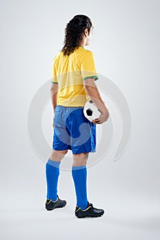 Back view soccer man