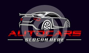 Back View of Sport Car Logo design vector Premium Vector. Automotive Logo Vector Template. Glossy Car Logo design. Auto style car