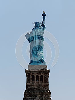 Back view Statue Liberty New York City Usa