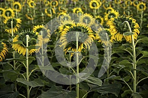 Back view of Sunflower field