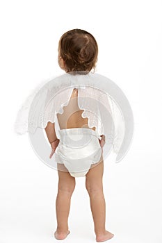 Back View Of Toddler Wearing Nappy And Angel Wings