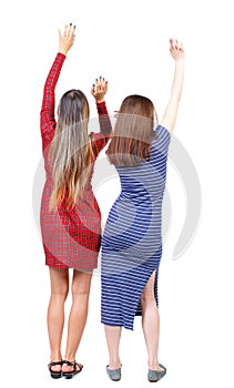 Back view of two dancing young women