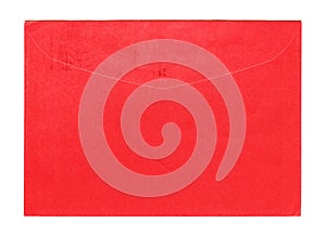 Back view of unaddressed, sealed letter in a red envelope