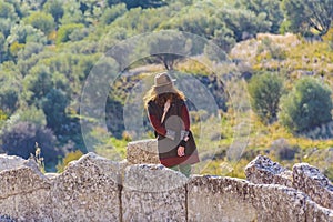 Woman Back View, Micenas City, Greece photo