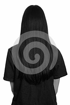 Back view of young Asian teenage girl