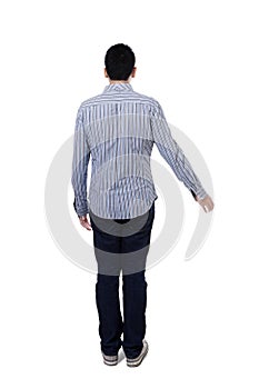 Back view of young businessman