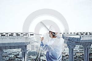 Engineer looking at bridge