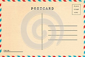 Back of vintage blank postcard