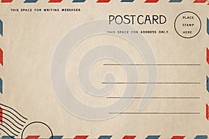 Back of vintage blank postcard.