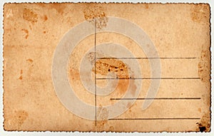 Back of a vintage photo - postcard. Rich stain and paper details. Can be used as background