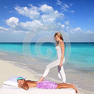 Back walking shiatsu massage Caribbean beach