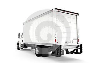 Back white truck isolated on a white background