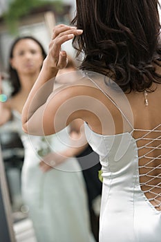 Back of woman in gown