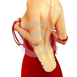 Back of woman in red dress l