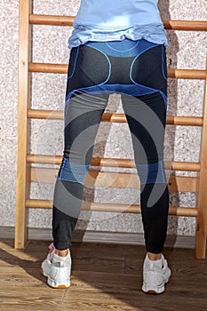 Back of woman that training