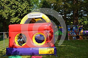 Back yard carnival set up pool time