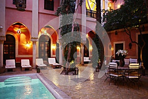 The back yard in the luxury Raid in Marrakech,Morocco