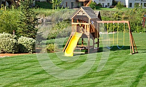 Back Yard Wooden Swing Set photo