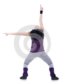 Back of a young nice girl dancing